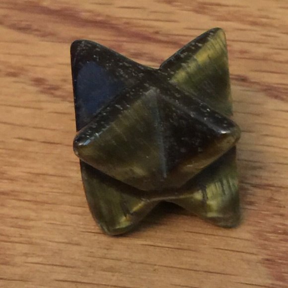 TIGER EYE GEMSTONE 8-POINT MERKABA STAR 3D BROWN MEDITATION SPIRITUAL 5/8"x5/8" - Picture 6 of 7